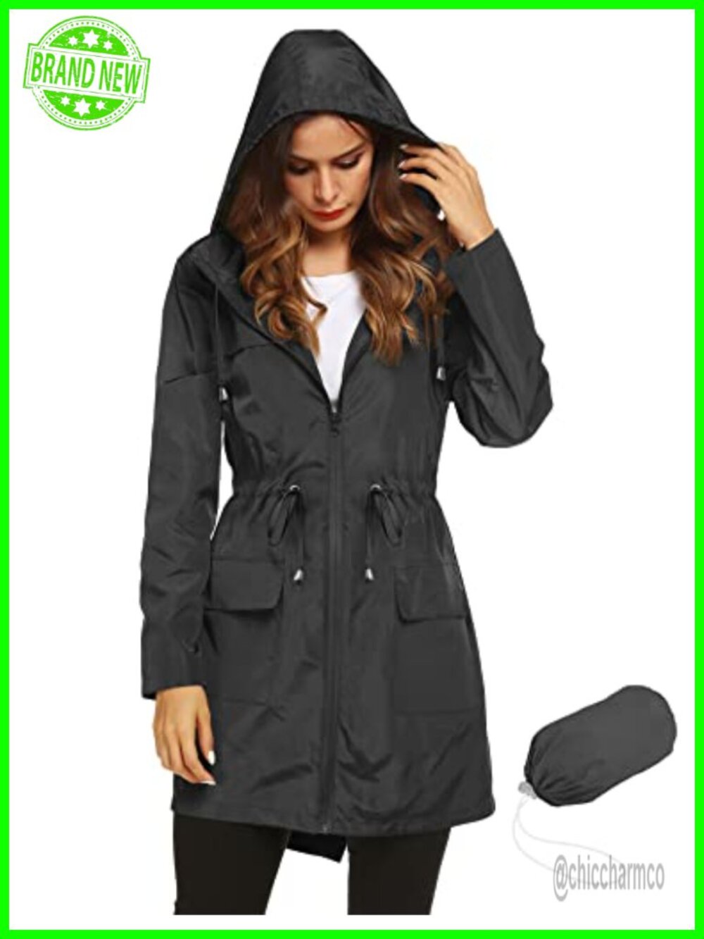 Lomon Women's Waterproof Lightweight Hooded Rain Jacket Outdoor Raincoat